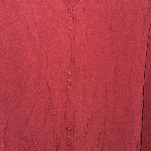 Madewell Red Button-Front Long Sleeve Blouse 2X Viscose - Picture 7 of 9